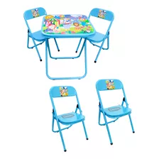 Conjunto Mesa Infantil C/ 4 Cadeiras Aço Até 40kg C/ Estampa