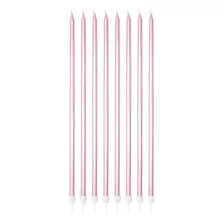 Vela Palito Metalizada Gigante C/ 8 Unidades Silver Festas Cor Rosa