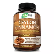 Canela De Ceilán Orgánica Certificada 1200mg Nutriflair X120