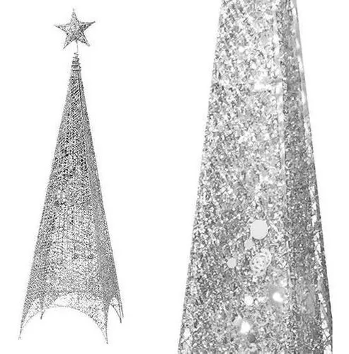 Árbol De Navidad 180cm Pirámide Con Luz Led/plateado 