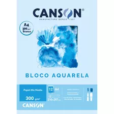 Bloco Papel Canson Aquarela A4 300g 12 Fls Lançamento