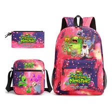 Conjunto De 3 Mochilas Escolares - Monster Music Concert