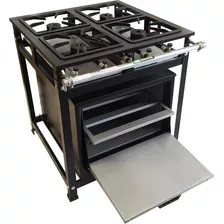 Fogão Industrial 4 Bocas Alta Pressão Com Forno Cristal Aço