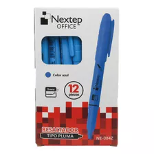 Marcatextos Nextep Ne-084z Color Azul Tipo Pluma 12 Piezas