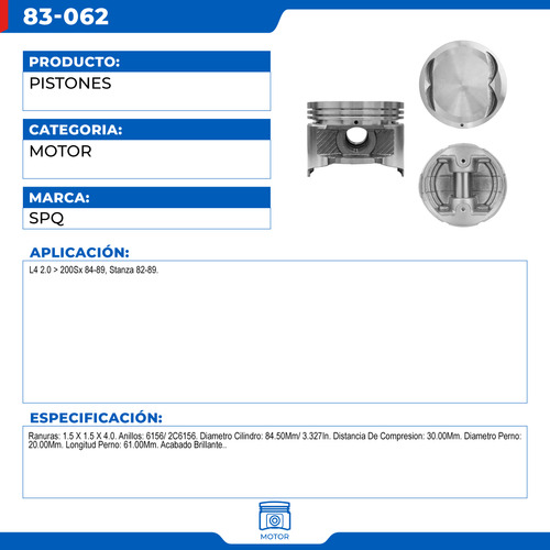 Juego De Pistones 20 Nissan Stanza 1982-1989 L4 2.0 Foto 6