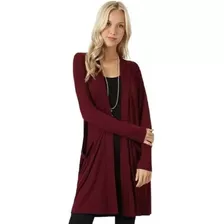 Camisola Cardigan Frente Aberta Mulheres Manga Longa Sólida