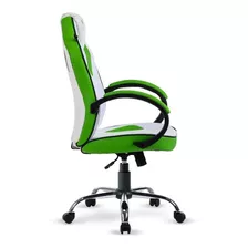 Silla Gamer Reclinable Con Alfombra 120cm | Panter Color Blanco Y Verde Material Del Tapizado Liso