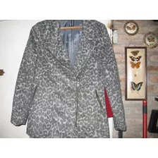 Campera Saco Trench Tapado Animal Print Grises M Te Lo Juro