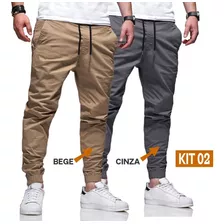 Kit 02 Calças Jogger Jeans Masculina Com Punho Elástico