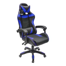 Silla Gamer Ergonómica Giratoria E Inclinatoria Azul Negro