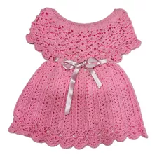 Vestido Para Niñita Color Rosa Tejido En Lana