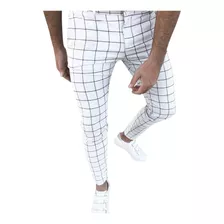 R Pantalones Largos Con Cremallera Y Estampado A Cuadros Sli