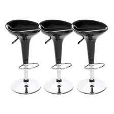 Banqueta Tulipa Lotus Bar Cozinha Stool Kit 3 Un. Cor Preto