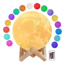 Lámpara Táctil Luna 3d Led 16 Colores Usb Hogar Velador