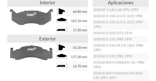 Balata Delantera Dodge Ram Maxiwagon 3500 5.9l 95-97 Foto 5