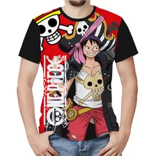 Camiseta/camisa Anime One Piece Monkey D. Luffy Personagem