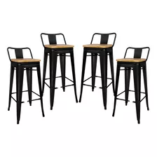 Set X4 Taburete Tolix Comedor Metal Madera