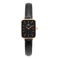 Relógio Feminino Quadrado Square Murray Black Rosé Gold Cor Da Correia Preto Cor Do Fundo Preto