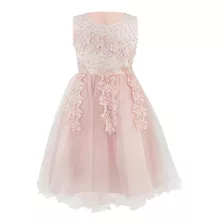 Vestido De Fiesta Para Niña Elegante Perlas Bordado Flores