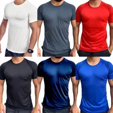 Kit 6 Camisetas 100% Poliéster Malha Fria Corrida Dry Fit