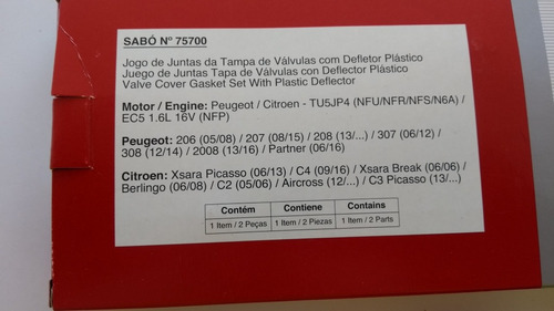 Juego Empaque Tapa Vlvula Peugeot 206-207 Partner 1.6 16v  Foto 5