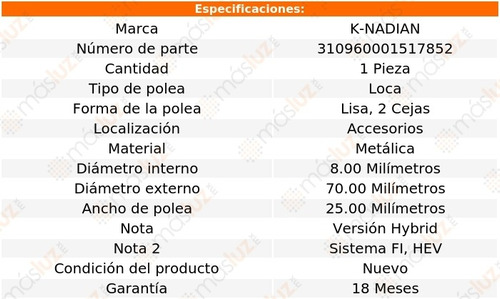 Polea Lisa, 2 Cejas Metalica S400 V6 3.5l 10-11 K-nadian Foto 3