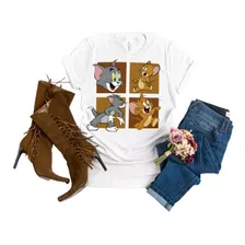 Playera Blanca De Moda Retro Tom & Jerry 339