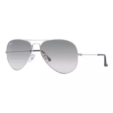 Anteojos De Sol Ray-ban Aviator Gradient Large Con Marco De Metal Color Polished Silver, Lente Light Grey De Cristal Degradada, Varilla Polished Silver De Metal - Rb3025