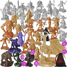 Kit 35 Miniaturas Rpg Dungeons Dragons Dnd + 2 Boss + Dados