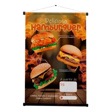 Banner Pronto P/ Hambúguer, Hamburgueria 60x90cm Cores Vivas