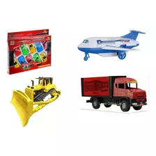 Kit Brinquedo Carrinho Avião Caminhão Trator 18 Brinquedos