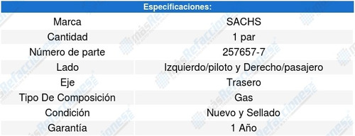 2-amortiguadores Gas Traseros Ford Focus (00-06) Sachs Foto 3