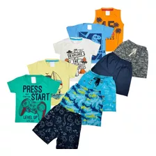 Kit Infantil 10 Peças Roupa Infantil 5 Camisetas 5 Shorts 