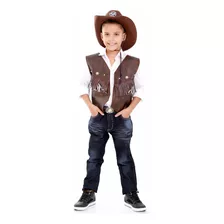 Colete Cowboy Country Menino Ou Menina Infantil Com Chapeu