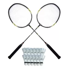 Par De Raquete De Badminton Com 12 Petecas P/ Praia Quadra