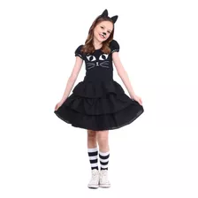 Vestido Gato Menina Infantil Halloween