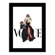 Quadro Decorativo Moda Beleza Vogue Modelo Lendo Revista