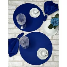 04 Capa Souplat 35cm+04 Base Mdf+04 Guardanapos +anel Cor Azul