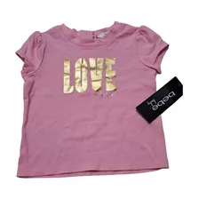 Remera Marca Bebé 18 Meses Rosa Dorado Etiqueta Nena Love