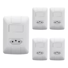 Conjunto Tramontina Interruptor Aria 6a + Tomada 2p - 5 Unid Cor Branco