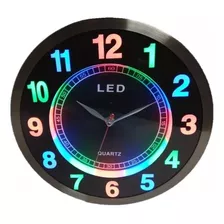 Reloj Analogico Pared Con Luz Led 25 Cm