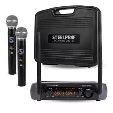 Microfono Inalambrico Kit Steelpro Uhf-707 Profesional Color Negro