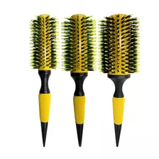 3 Escova De Cabelo Redonda Cerdas Duplas Profissional Grande Cor Outro