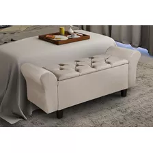 Recamier Baú Para Cama Casal 130cm Estofada Paris