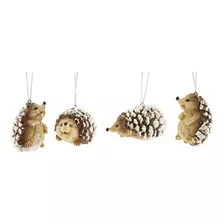 Wintry Resin Hedgehog Ornament Figurines - Set Of 4 Ass...