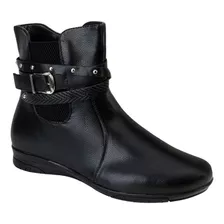 Bota Feminina Rasteira Cano Curto Ziper Mooncity 71083