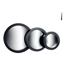 Set De 3 Espejos Circulares Decorativos Negros Modernos