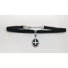 Choker Cruz Invertida En Base Goth Dark Gotico