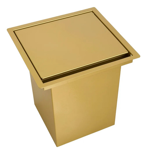 Lixeira Quadrada Pintada Dourado 3,9 L Para Bancada Dourado