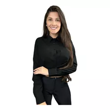 Camisa Social Feminina Manga Longa Cropped Blusa Feminina